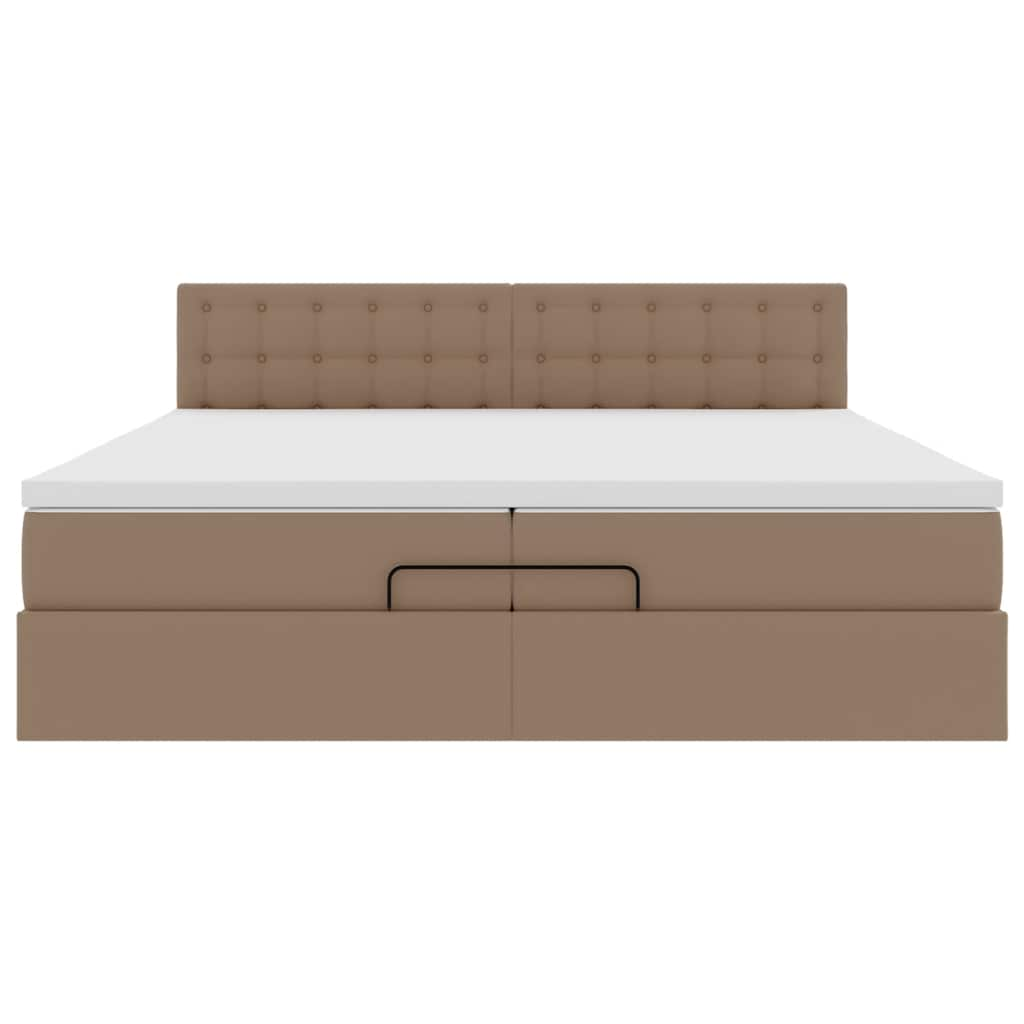 Cadre de lit ottoman et matelas cappuccino 200x200cm similicuir