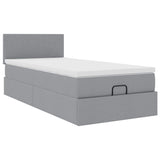 Cadre de lit ottoman avec matelas gris clair 80x200 cm tissu