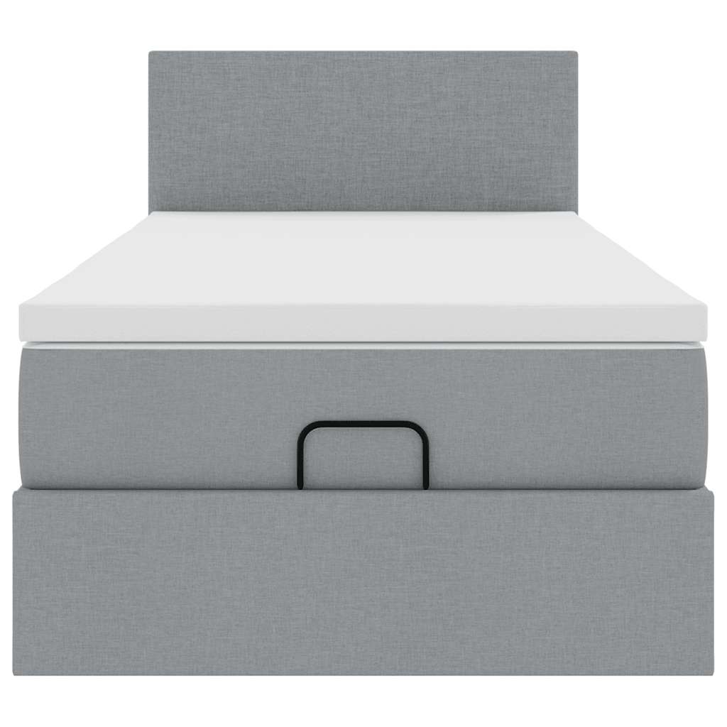 Cadre de lit ottoman avec matelas gris clair 80x200 cm tissu