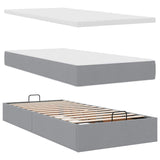 Cadre de lit ottoman avec matelas gris clair 80x200 cm tissu