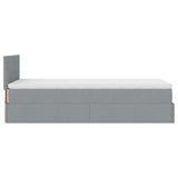 Cadre de lit ottoman avec matelas gris clair 80x200 cm tissu