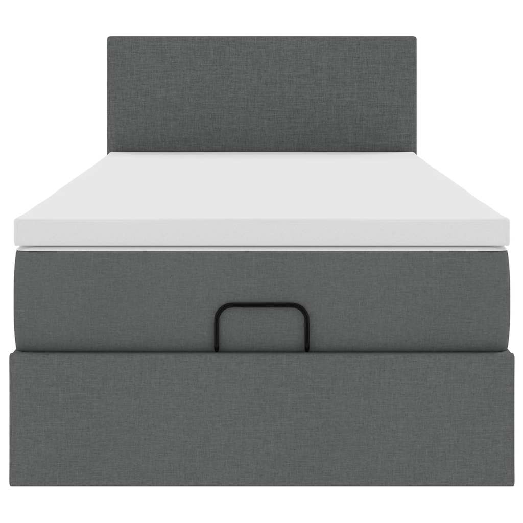 Cadre de lit ottoman avec matelas gris foncé 80x200 cm tissu