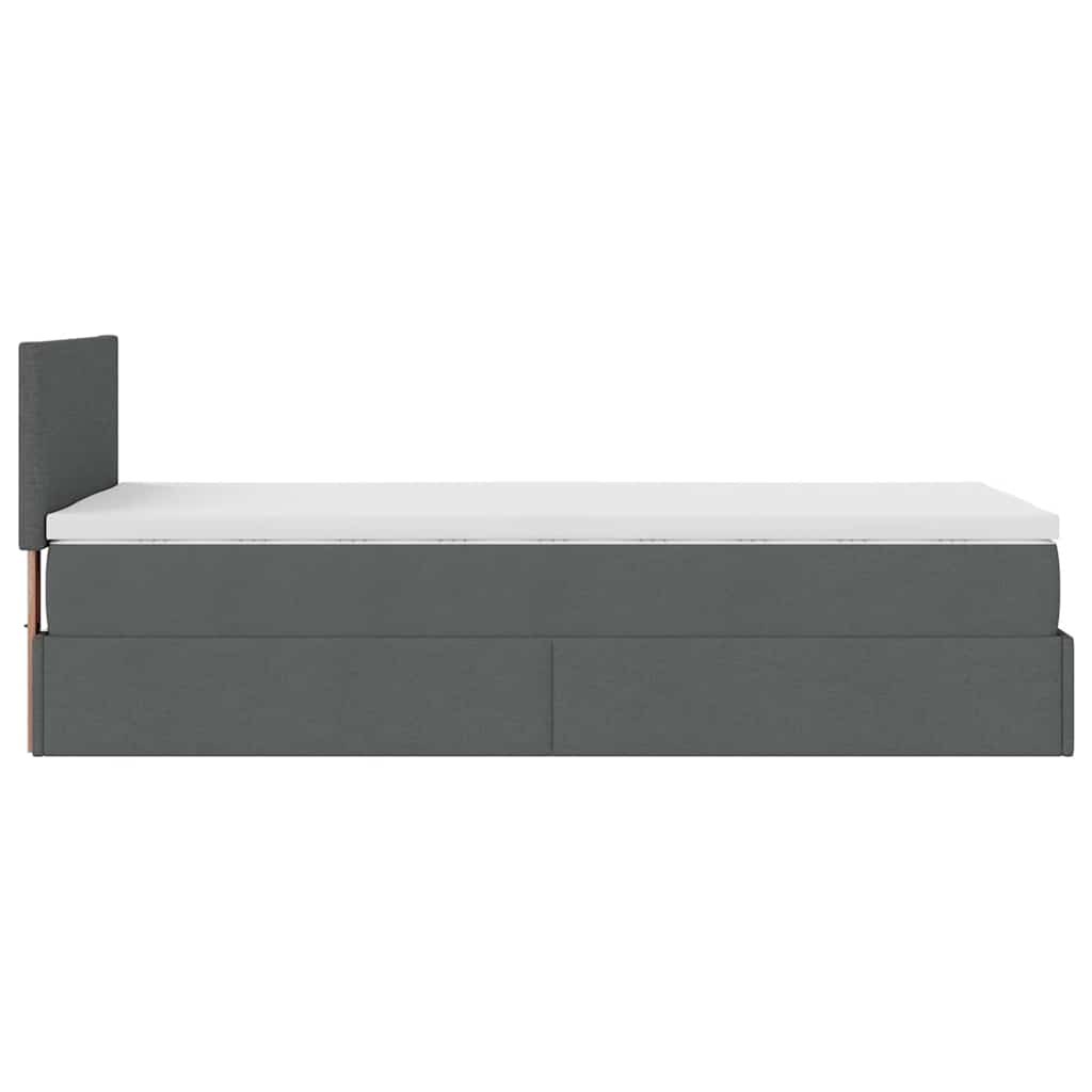 Cadre de lit ottoman avec matelas gris foncé 80x200 cm tissu