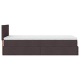 Cadre de lit ottoman avec matelas marron foncé 80x200 cm tissu