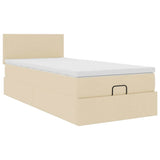 Cadre de lit ottoman avec matelas crème 80x200 cm tissu