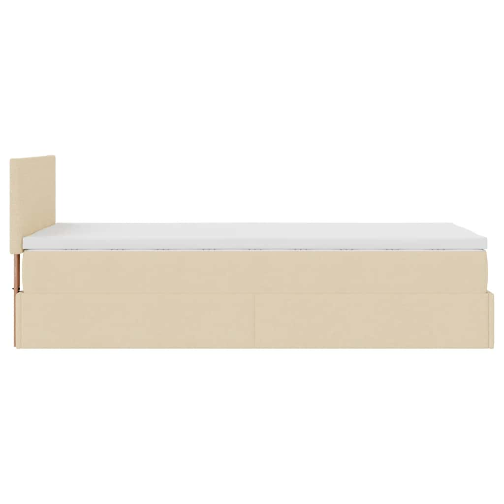 Cadre de lit ottoman avec matelas crème 80x200 cm tissu