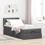 Cadre de lit ottoman avec matelas gris foncé 90x190 cm tissu