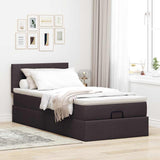 Cadre de lit ottoman avec matelas marron foncé 90x190 cm tissu