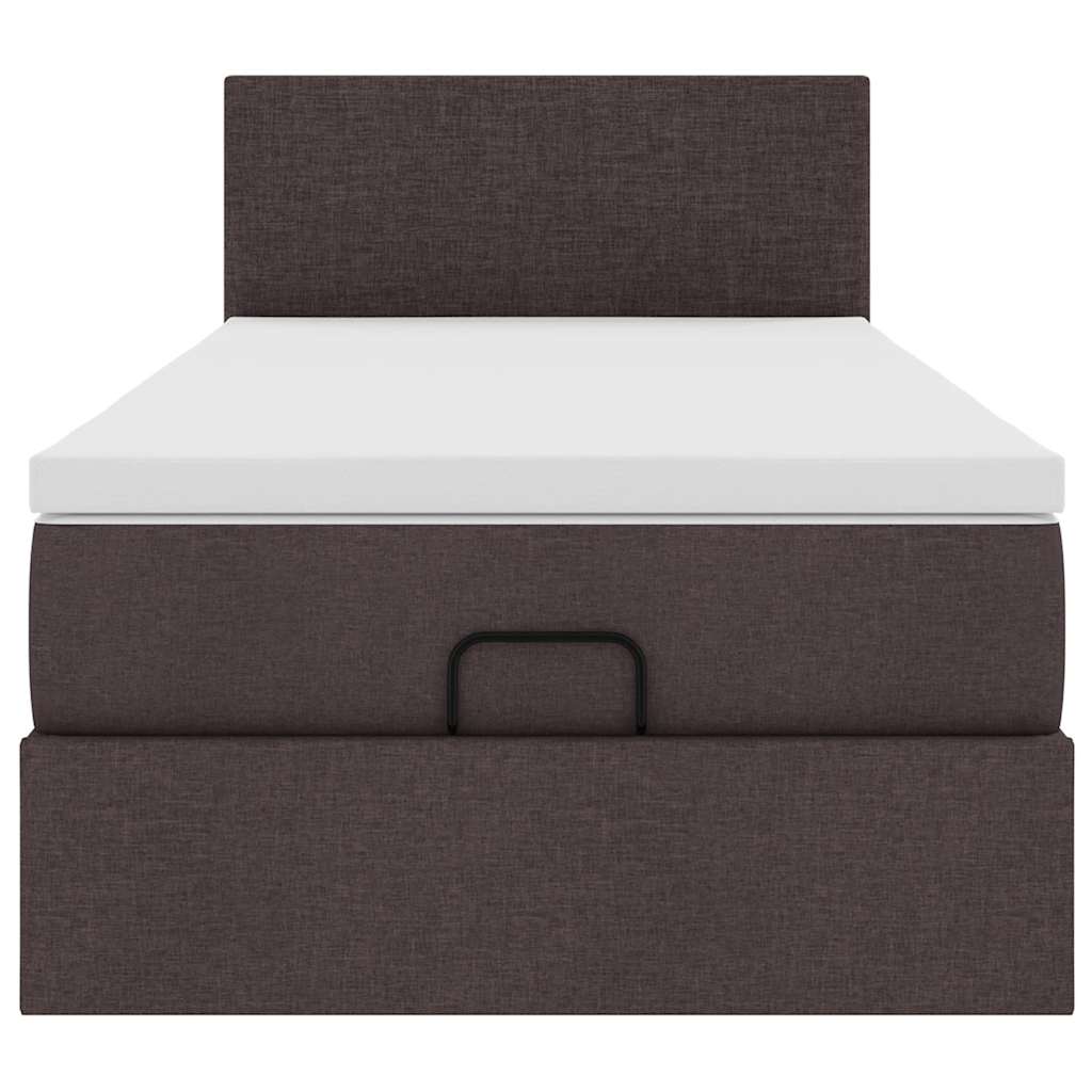 Cadre de lit ottoman avec matelas marron foncé 90x190 cm tissu