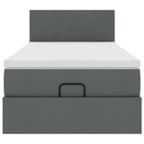 Cadre de lit ottoman avec matelas gris foncé 100x200 cm tissu