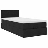 Ottoman bed with black mattress 100x200 cm fabric