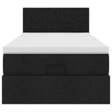 Ottoman bed with black mattress 100x200 cm fabric