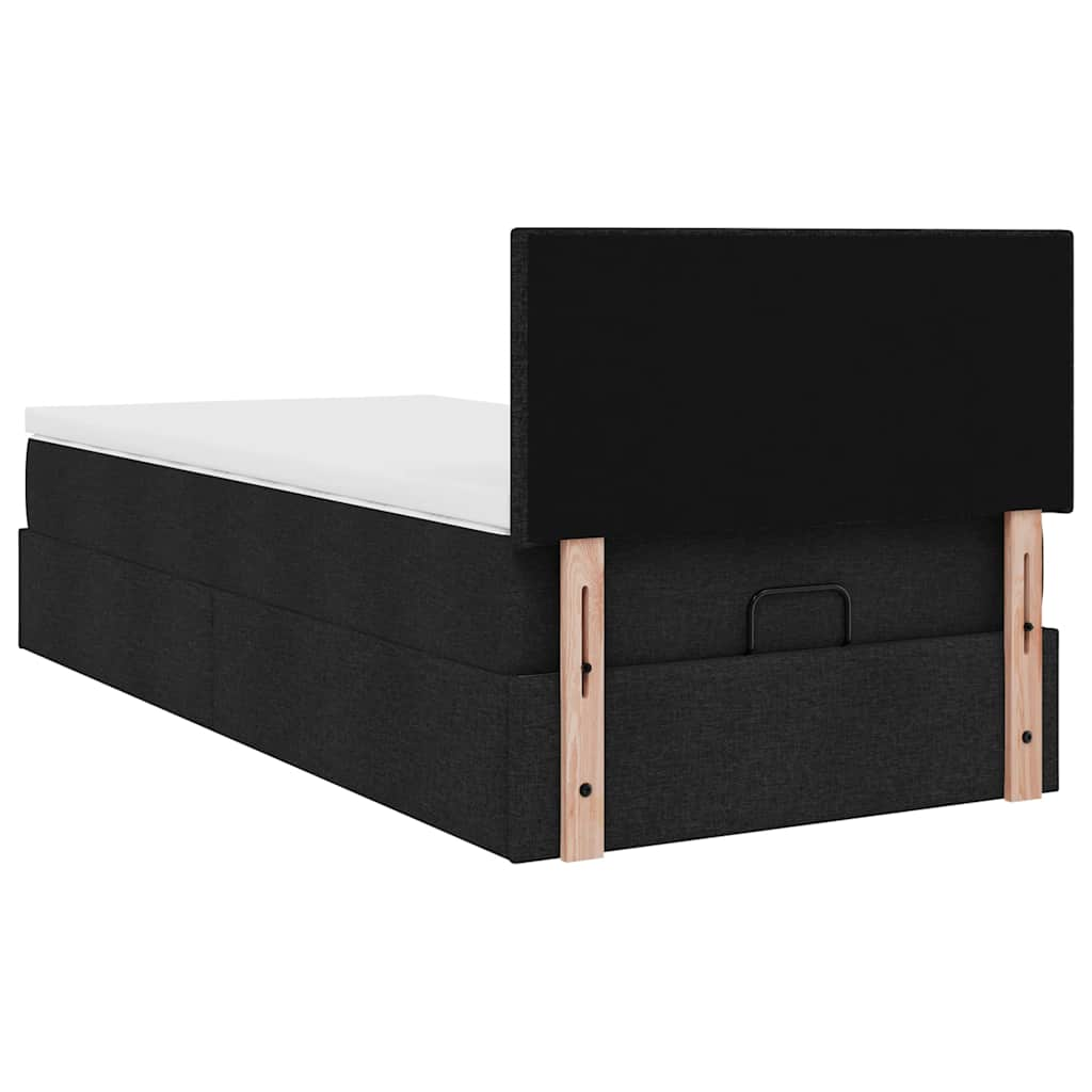 Ottoman bed with black mattress 100x200 cm fabric