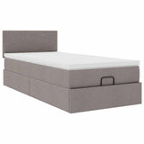 Ottoman bed with taupe mattress 100x200 cm fabric