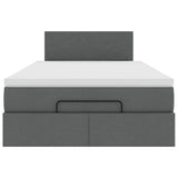 Ottoman bed with dark gray mattress 120x190 cm fabric