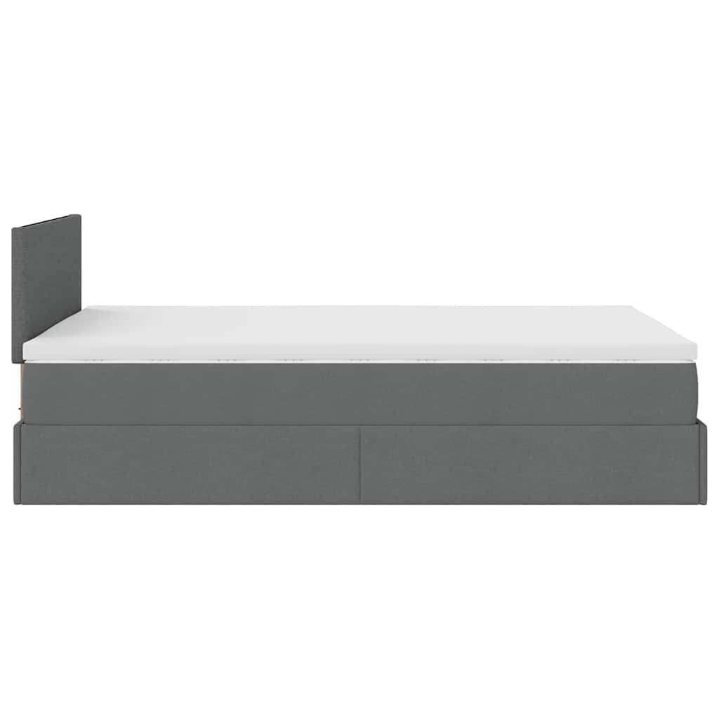 Ottoman bed with dark gray mattress 120x190 cm fabric