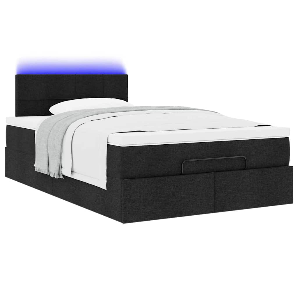 Ottoman bed with black mattress 120x190 cm fabric