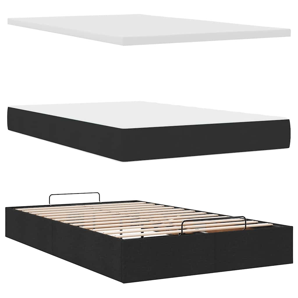 Ottoman bed with black mattress 120x190 cm fabric