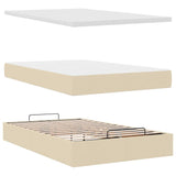 Cadre de lit ottoman avec matelas crème 120x190 cm tissu