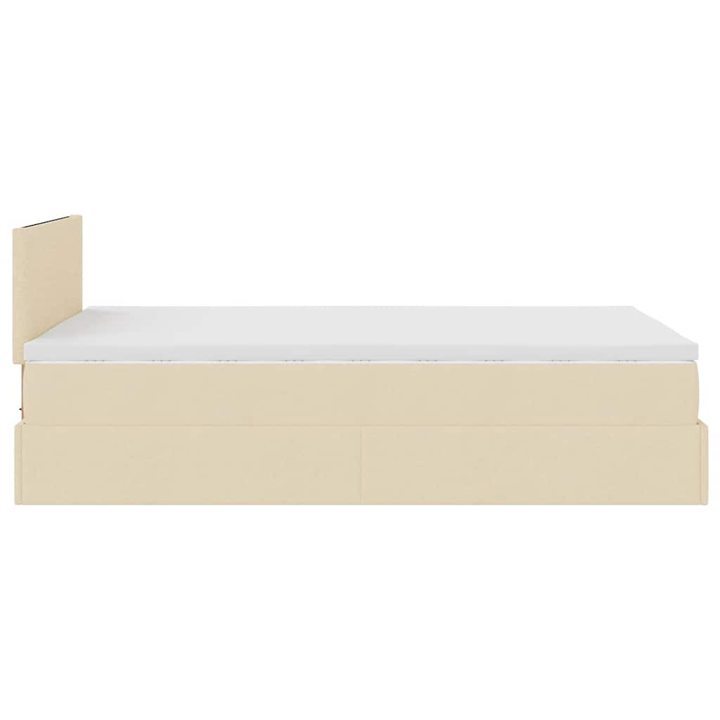 Cadre de lit ottoman avec matelas crème 120x190 cm tissu