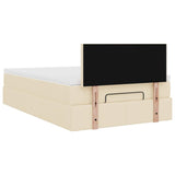 Cadre de lit ottoman avec matelas crème 120x190 cm tissu