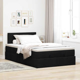 Lit ottoman avec matelas noir 120x200 cm tissu