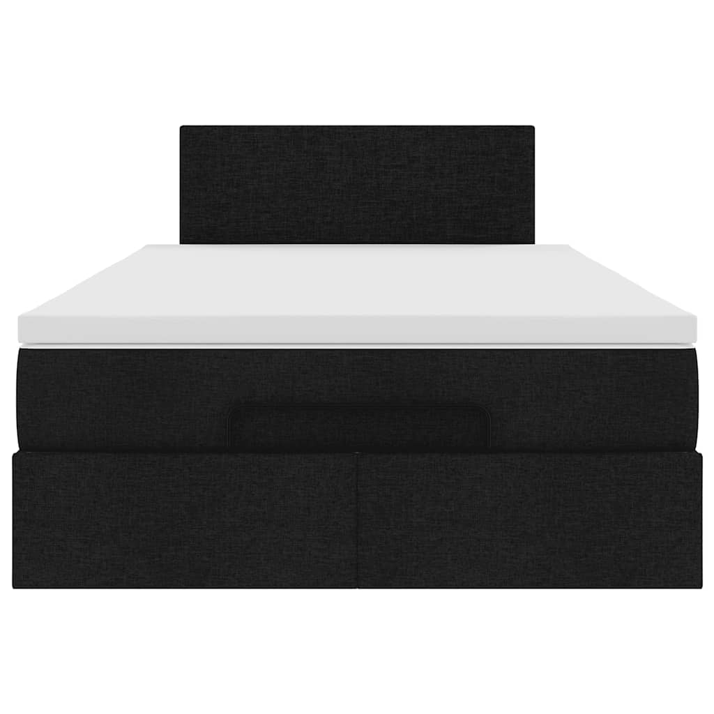 Lit ottoman avec matelas noir 120x200 cm tissu