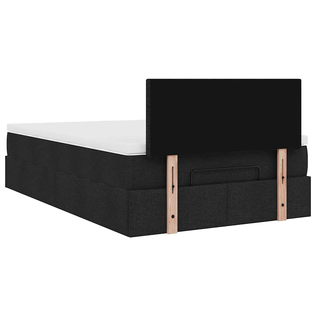 Lit ottoman avec matelas noir 120x200 cm tissu