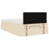 Cadre de lit ottoman avec matelas crème 120x200cm tissu