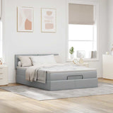 Lit ottoman avec matelas gris clair 140x190 cm tissu