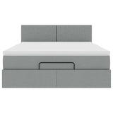 Lit ottoman avec matelas gris clair 140x190 cm tissu