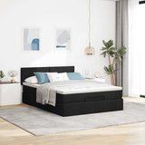 Lit ottoman avec matelas noir 140x190 cm tissu