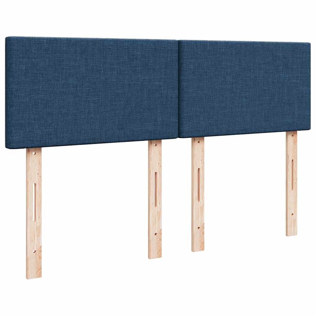 Lit ottoman avec matelas bleu 140x190 cm tissu