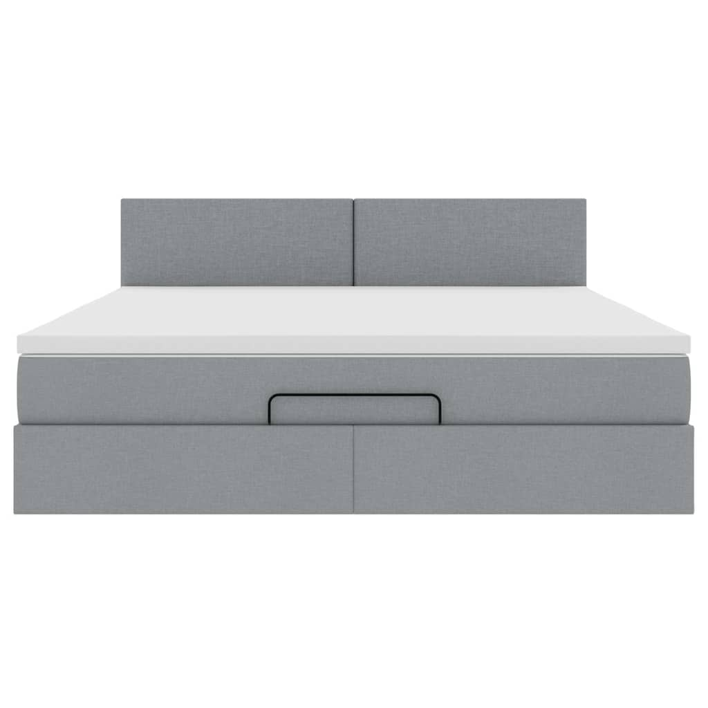 Lit ottoman avec matelas gris clair 160x200 cm tissu