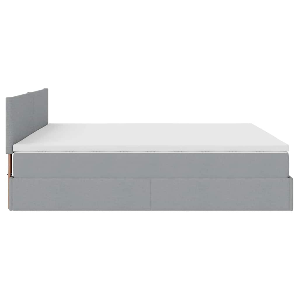 Lit ottoman avec matelas gris clair 160x200 cm tissu