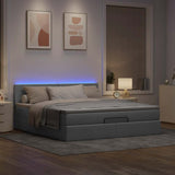 Lit ottoman avec matelas gris clair 160x200 cm tissu