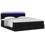 Cadre de lit ottoman avec matelas noir 160x200 cm tissu