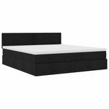 Cadre de lit ottoman avec matelas noir 160x200 cm tissu