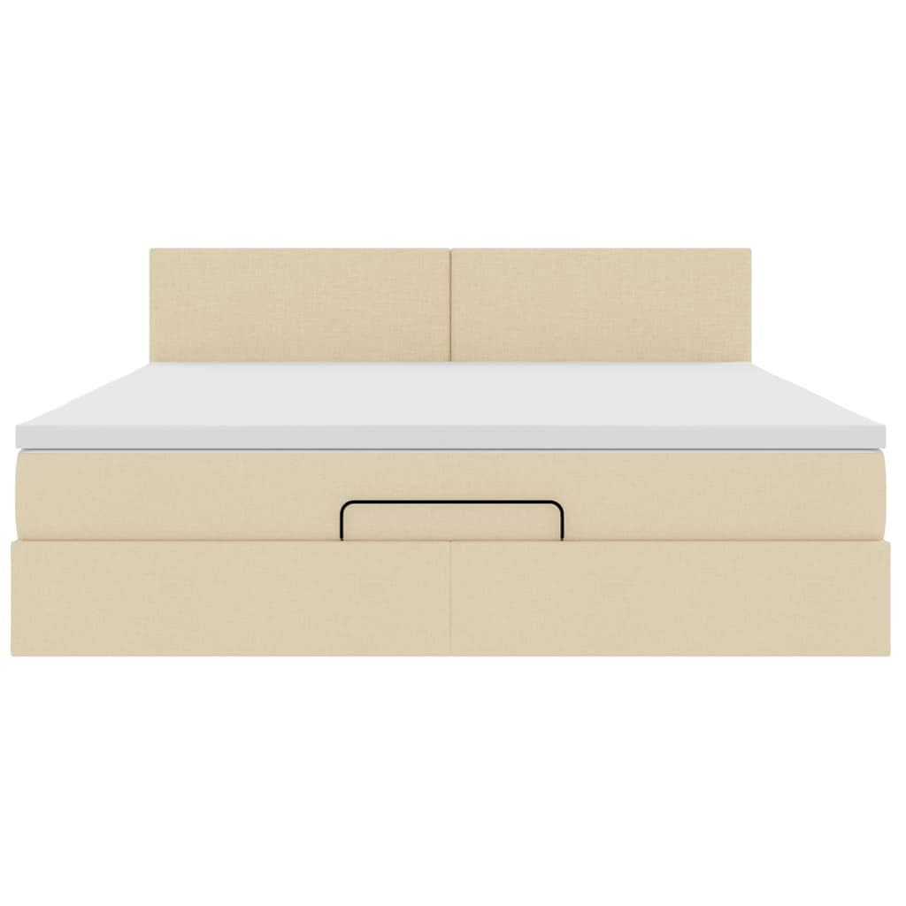 Cadre de lit ottoman avec matelas crème 160x200 cm tissu