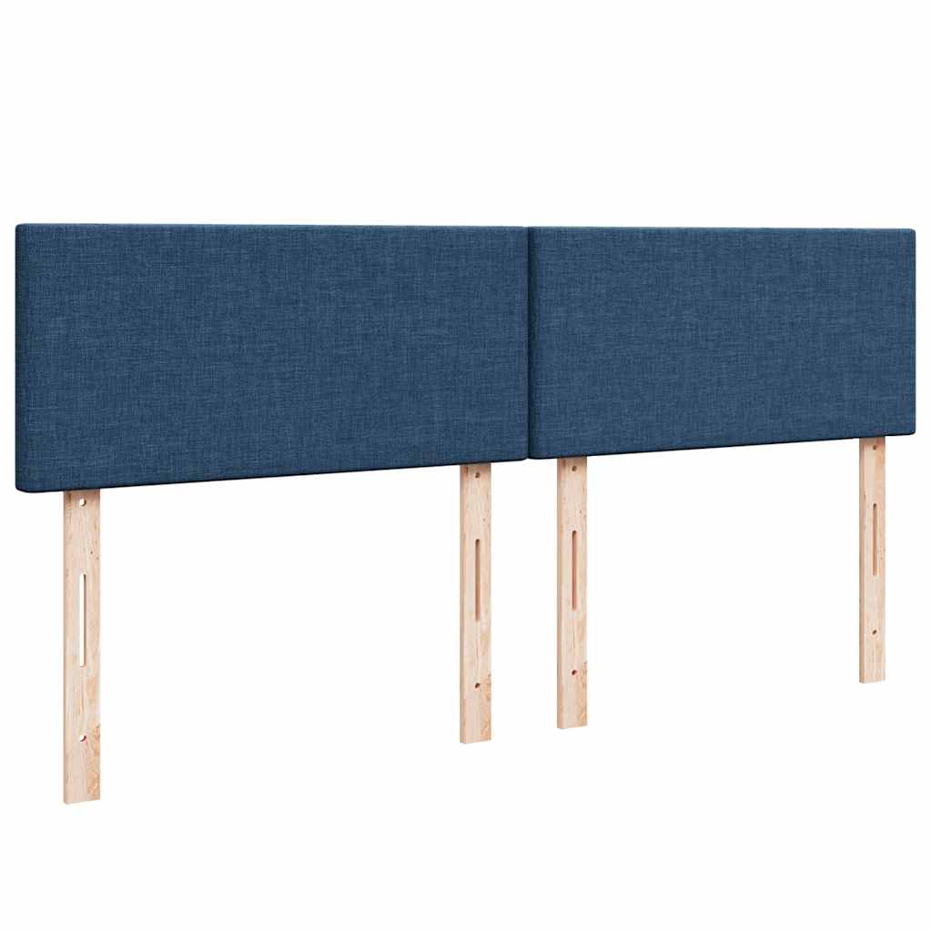 Cadre de lit ottoman avec matelas bleu 160x200 cm tissu