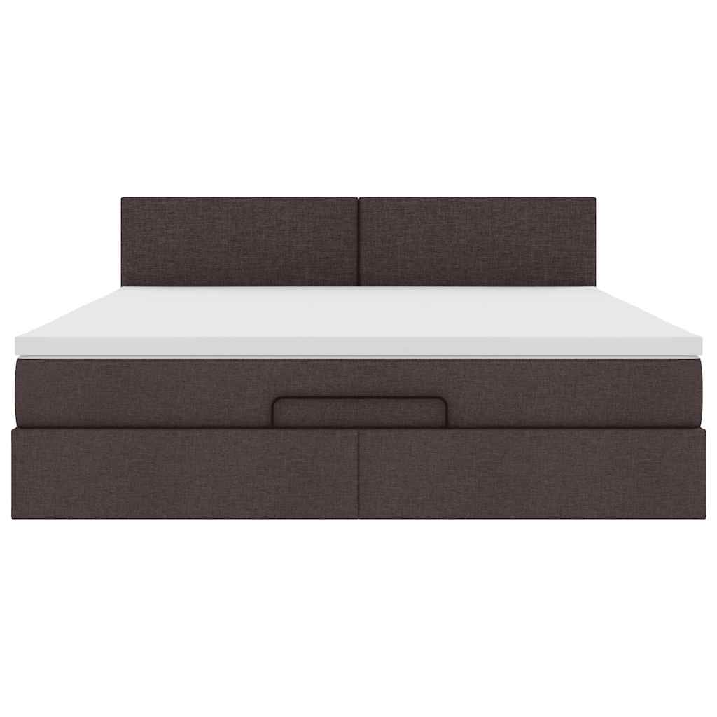 Cadre de lit ottoman avec matelas marron foncé 180x200 cm tissu