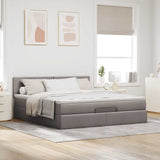 Cadre de lit ottoman avec matelas taupe 180x200 cm tissu