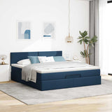 Ottoman bed frame with blue mattress 180x200 cm fabric