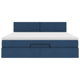 Ottoman bed frame with blue mattress 180x200 cm fabric