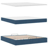 Ottoman bed frame with blue mattress 180x200 cm fabric