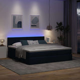 Ottoman bed frame with blue mattress 180x200 cm fabric