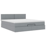 Cadre de lit ottoman et matelas gris clair 200x200cm tissu