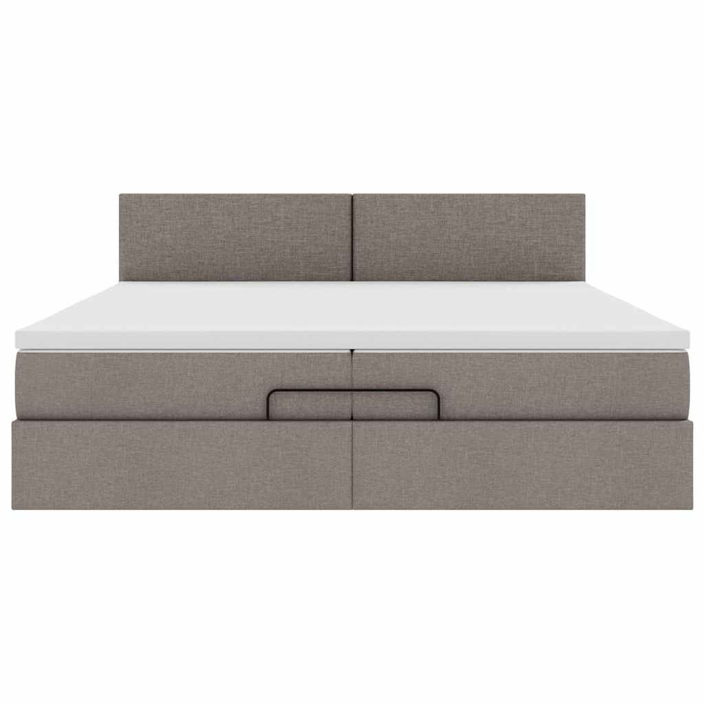 Cadre de lit ottoman avec matelas taupe 200x200cm tissu