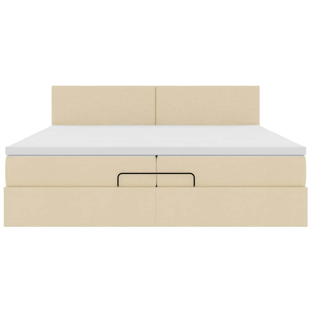 Cadre de lit ottoman avec matelas crème 200x200cm tissu