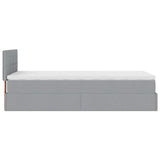 Cadre de lit ottoman avec matelas gris clair 80x200 cm tissu